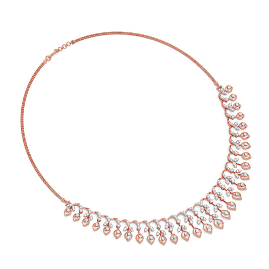 Dewdrop Leaf Diamond Necklace - Rose