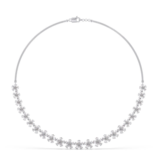 Floret Sparkling Diamond Necklace - White
