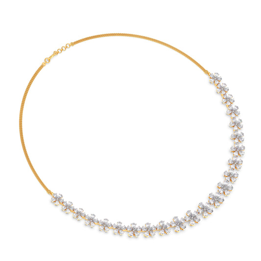Floret Sparkling Diamond Necklace - Yellow