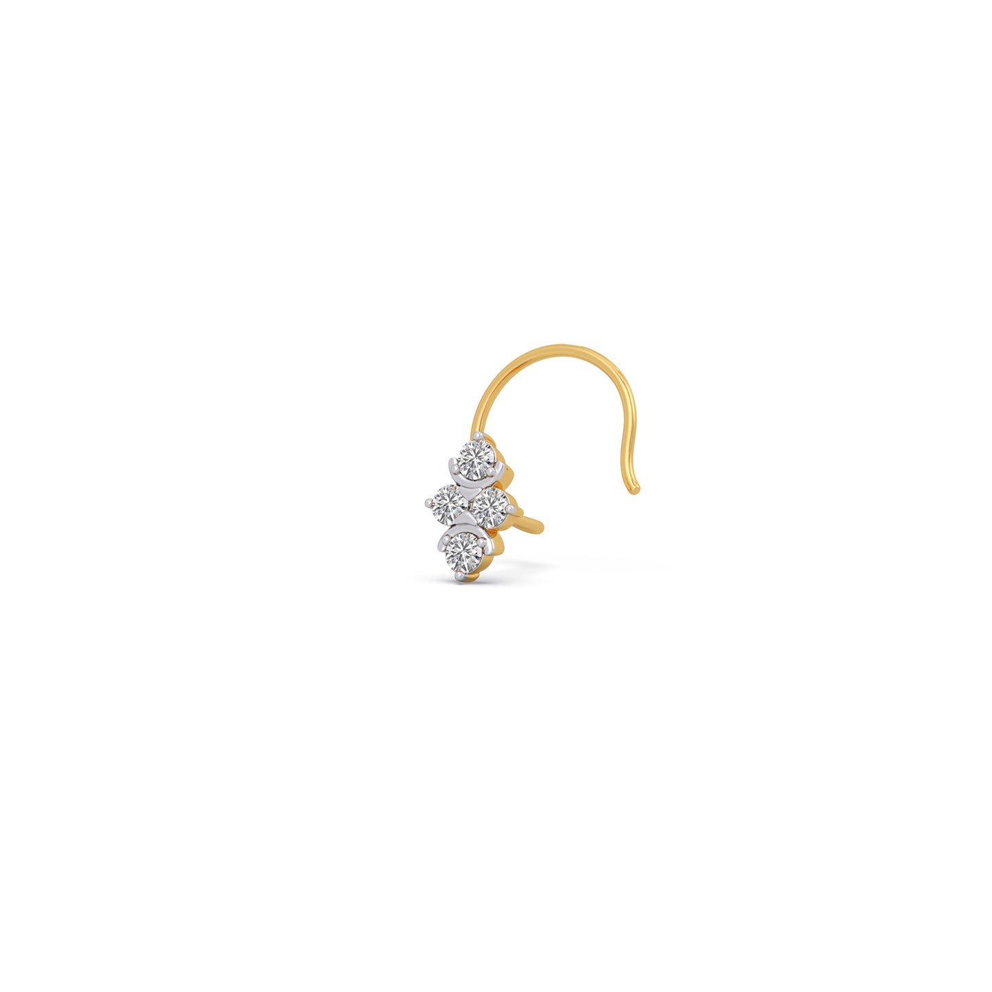 Diagonal Round Diamond Nose Pin