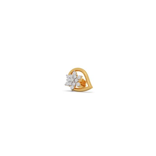 Dewdrop Blossom Diamond Nose Pin - Yellow