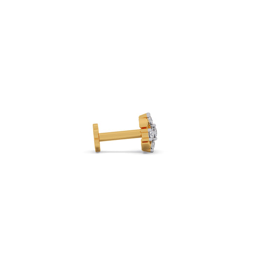 Dazzling Round Diamond Nose Pin - Yellow