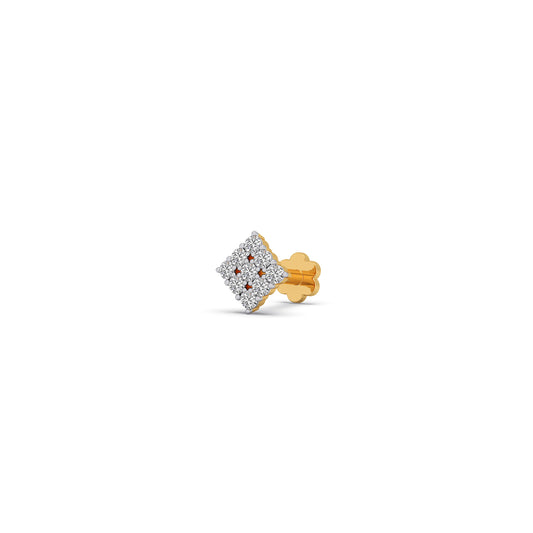 Grid Pave Diamond Nose Pin - Yellow