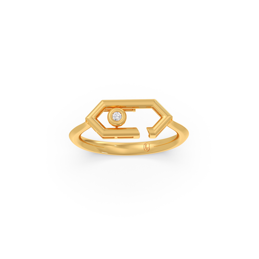Hexora-Moving Diamond Ring - Yellow