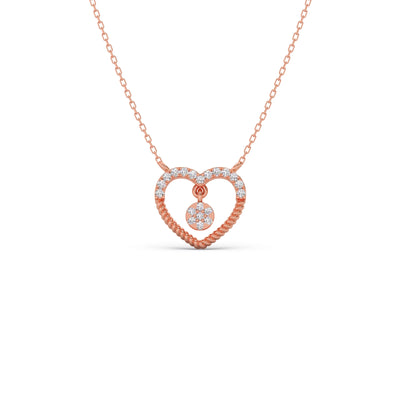 Twisted Heart Drop Diamond Pendant Necklace