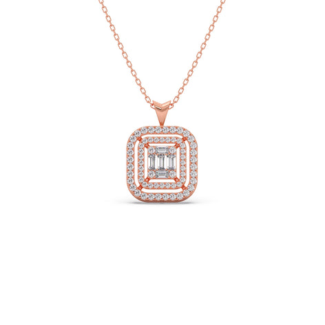 Baguette & Round Halo Pendant