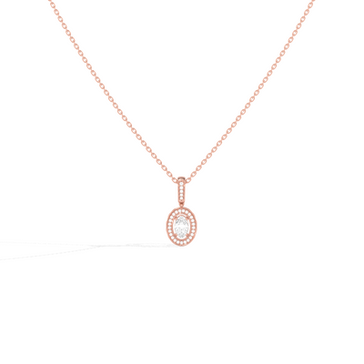 Oval Solitaire with Round Halo Pendant