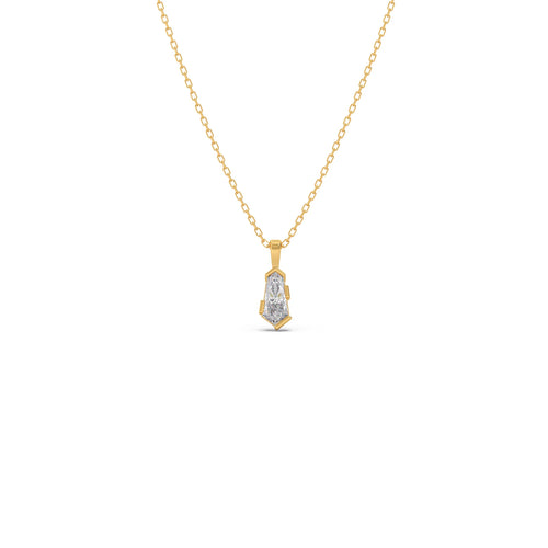 Half Bezel Set Smallitaire Pin Shape Diamond Pendant Necklace
