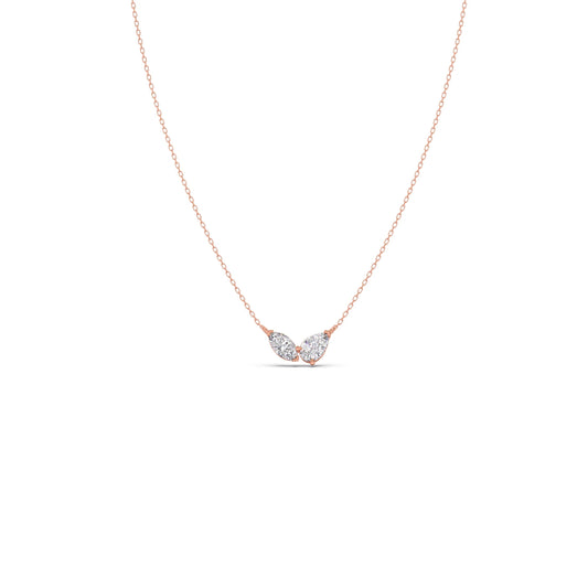 0.99ct Marquise & Oval  Diamond Toi et Moi Pendant - Rose