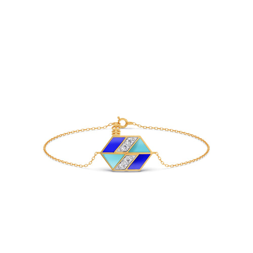Hexora-Enamel Cobalt Diamond Chain Bracelet