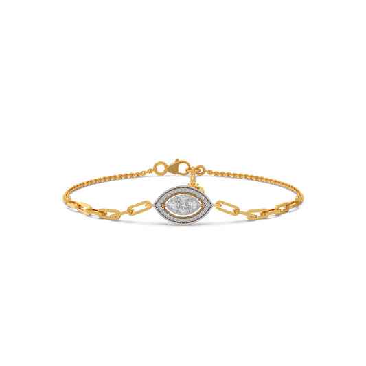 Cathedral Halo Marquise Chain Bracelet - Yellow
