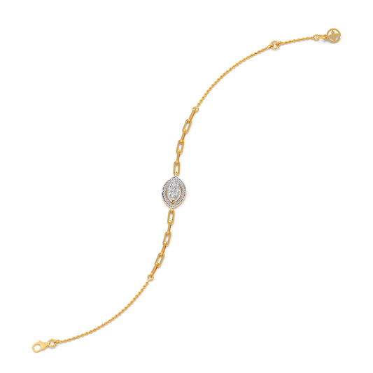 Cathedral Halo Marquise Chain Bracelet - Yellow