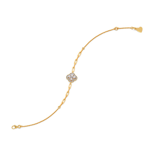 Clover Link Diamond Chain Bracelet - Yellow