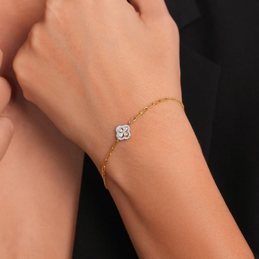 Clover Link Diamond Chain Bracelet - MH