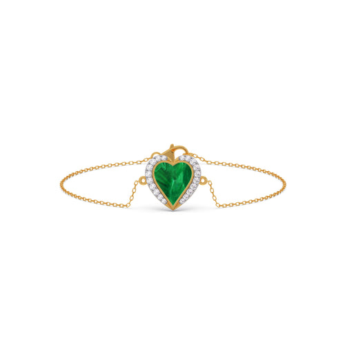 Malachite Heart Diamond Chain Bracelet