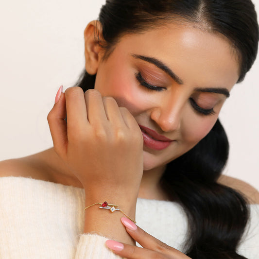 Blush Gemstone Linear Chain Bracelet - MQ
