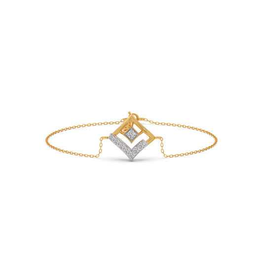 Rhombus Sparkle Diamond Chain Bracelet - Yellow