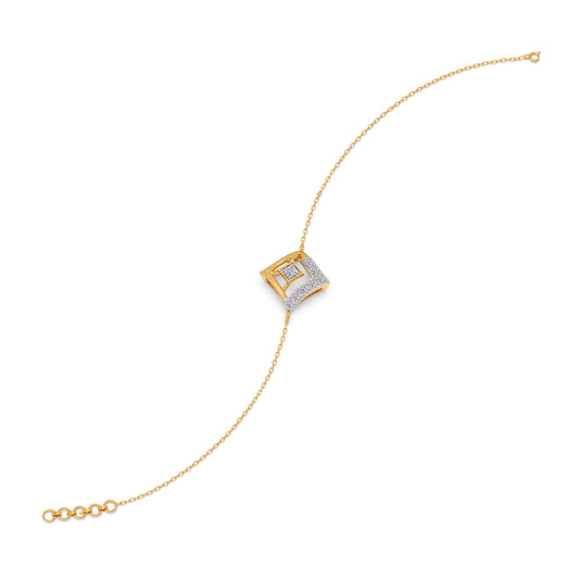 Rhombus Sparkle Diamond Chain Bracelet - Yellow