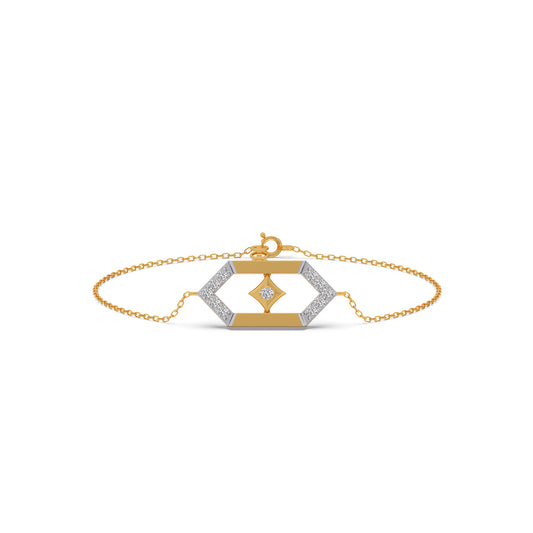 Flutter Diamond Hex Link Chain Bracelet - Yellow