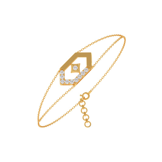 Six-Sided Glamour Diamond Chain Bracelet - Yellow
