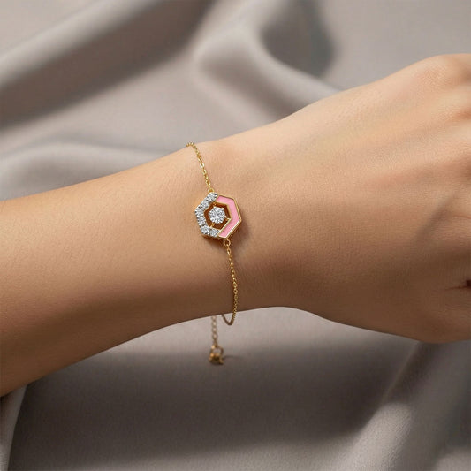 Cotton Candy Hexagon Diamond Bracelet - MH_AI