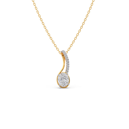 Elegant Oval Diamond Drop Pendant - Yellow