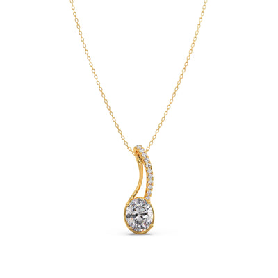 Elegant Oval Diamond Drop Pendant