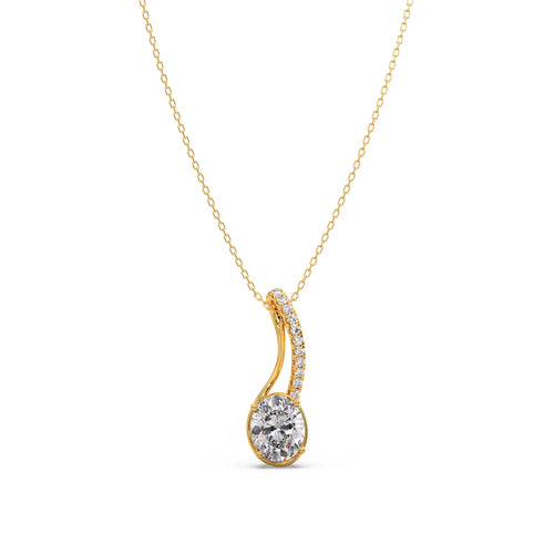Elegant Oval Diamond Drop Pendant