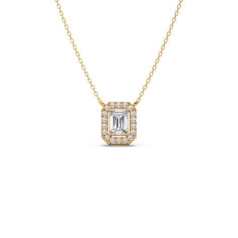 Emerald-Cut Diamond Halo Pendant