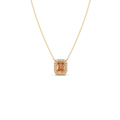 Diamond and Emerald-Cut Gemstone Duo Pendant