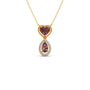 Round Diamond With Heart & Pear-Shaped Brown Gemstone Infinity Pendant