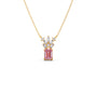 Mixed-Cut Diamond with Pink Gemstone Pendant Necklace