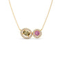 Oval & Round-Cut Halo Gemstone With Round Diamond Pendant