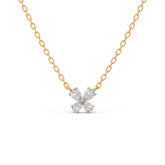Pear-Cut Diamond Floral Necklace – 8mm - Yellow