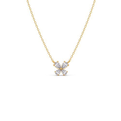 Pear-Cut Diamond Floral Necklace – 8mm
