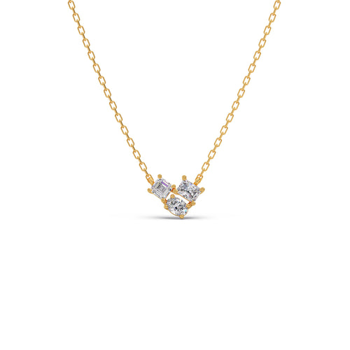 Emerald, Asscher & Oval Diamond Trio Pendant