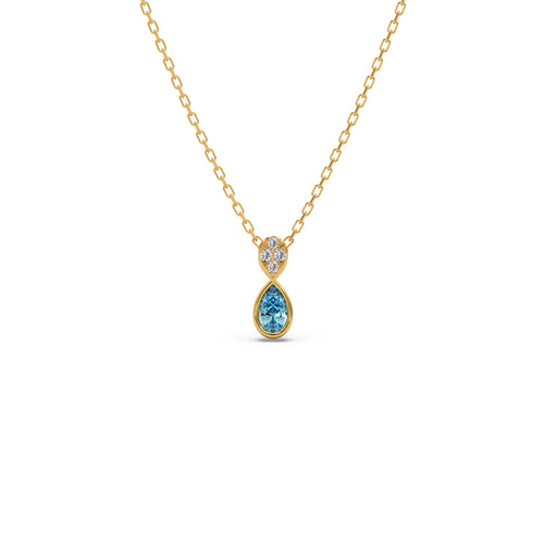 Teardrop Aqua Gemstone With Diamond Pendant Necklace
