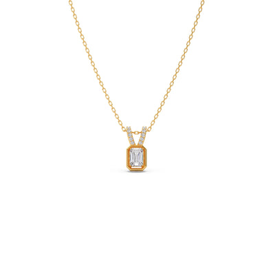 Emerald-Cut Diamond Accent Pendant Necklace