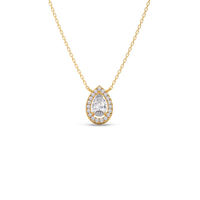 Pear-Shaped Diamond Halo Necklace