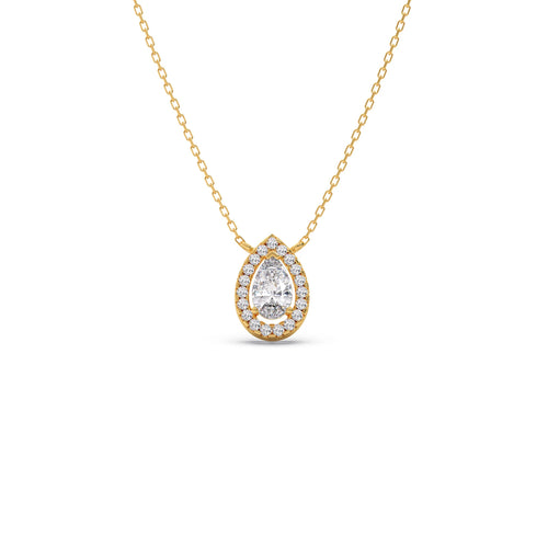 Pear-Shaped Diamond Halo Necklace