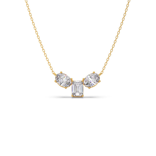 Oval & Emerald-Cut Elegant Necklace