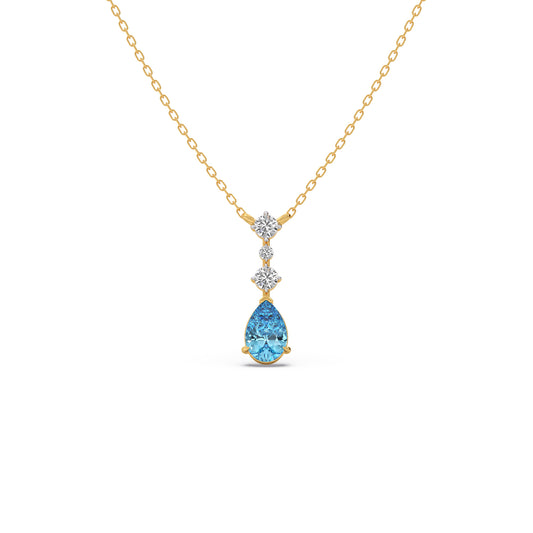 Serenity Teardrop Diamond Chain Pendant - Yellow