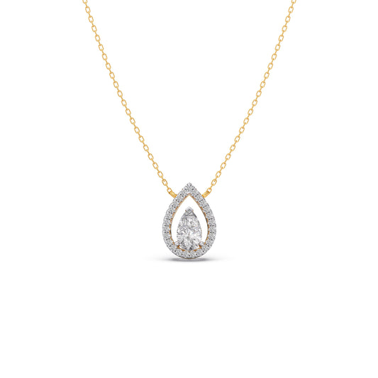 Pear-Cut Diamond Pendant Necklace - Yellow