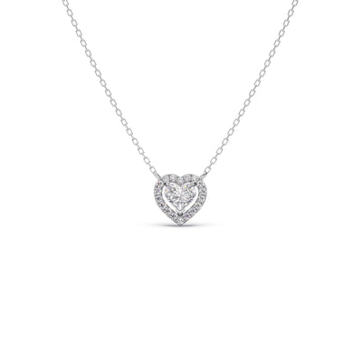 Heart-Shaped Halo Diamond Pendant Necklace