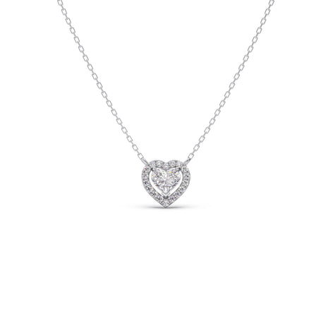 Heart-Shaped Halo Diamond Pendant Necklace