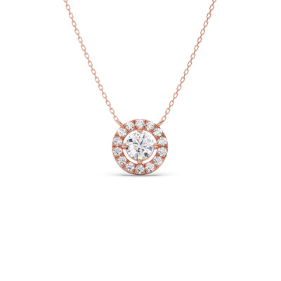 Round Halo Diamond Pendant Necklace