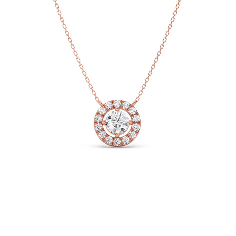 Round Halo Diamond Pendant Necklace