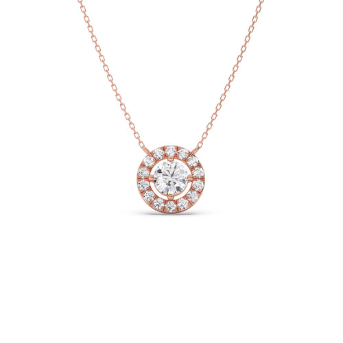 Round Halo Diamond Pendant Necklace