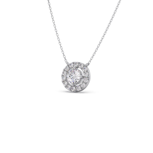 Round Halo Diamond Pendant Necklace