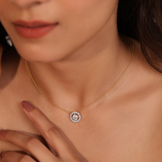 Round Halo Diamond Pendant Necklace - MQ